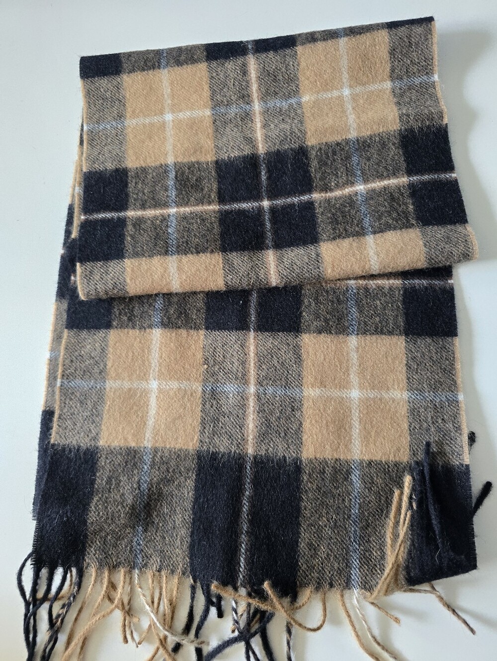 Vntg Nordstrom Camelhair Plaid Scarf